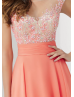 Cap Sleeves Beaded Chiffon Long Mother Of The Bride Dress